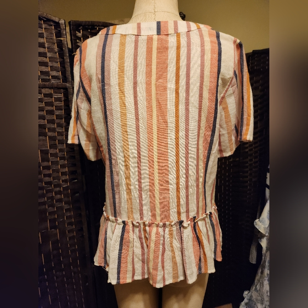 Miami Multicolor Striped Lace-Up Blouse - Picture 4 of 5